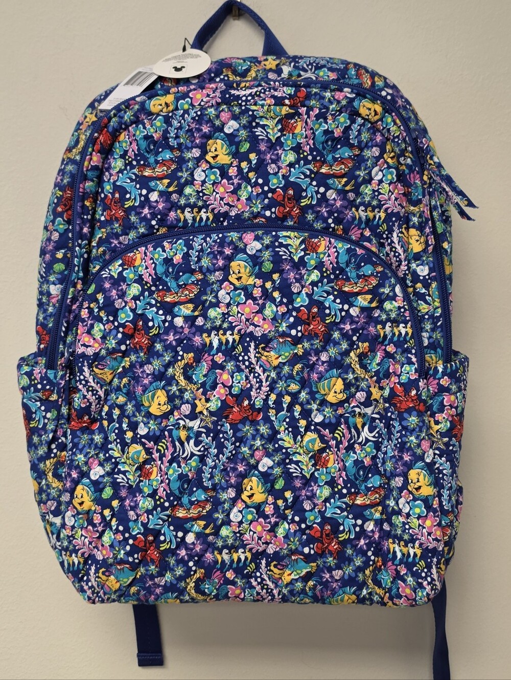 Vera Bradley Disney Ariel Floral Deep Ultramarine Essential Large Backpack Blue